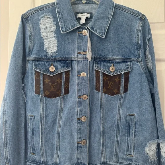 Forever 21 Blue Denim Jacket with authentic LV patches - Picture 4 of 5